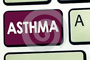 Text sign showing Asthma. Conceptual photo Respiratory condition marked by spasms in the bronchi of the lungs