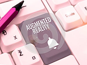 Text sign showing Augmented Reality. Concept meaning technology that imposes computer image on the real world