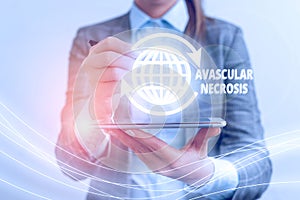 Text sign showing Avascular Necrosis. Conceptual photo death of bone tissue due to a lack of blood supply