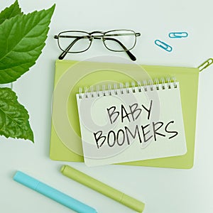 Text sign showing Baby Boomers. Business concept person who is born in years following Second World War