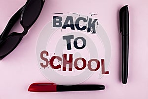 Text sign showing Back To School. Conceptual photo Right time to purchase schoolbag, pen, book, stationary written on plain backgr