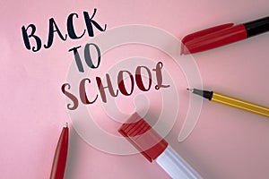 Text sign showing Back To School. Conceptual photo Right time to purchase schoolbag, pen, book, stationary written on plain Pink b