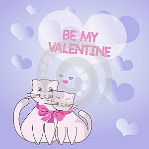 Text sign showing BE MY VALENTINE. Business overview Asking someone to be their valentine Cats tied together with bow