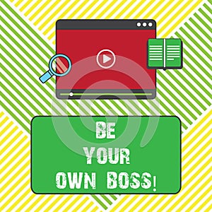 Text sign showing Be Your Own Boss. Conceptual photo Entrepreneurship Start business Independence Selfemployed Tablet photo