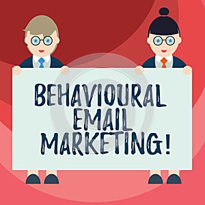 Text sign showing Behavioural Email Marketing. Conceptual photo customercentric trigger base messaging strategy Male and