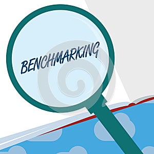 Text sign showing Benchmarking. Conceptual photo Evaluate something by comparison with a standard Strategy