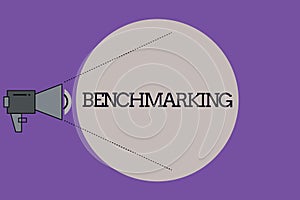 Text sign showing Benchmarking. Conceptual photo Evaluate something by comparison with a standard Strategy