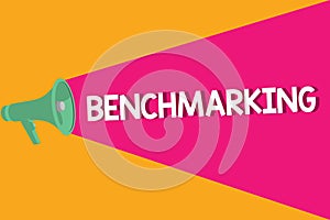 Text sign showing Benchmarking. Conceptual photo Evaluate something by comparison with a standard Strategy