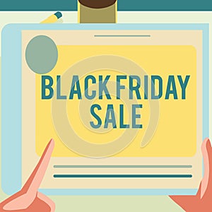 Text sign showing Black Friday Sale. Business concept Shopping Day Start of the Christmas Shopping Season Illustration
