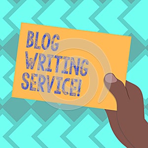 Text sign showing Blog Writing Service. Conceptual photo Creates highquality blog content for a business Drawn Hu