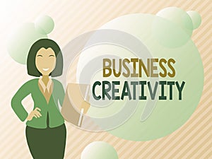 Text sign showing Business Creativity. Business concept act of turning new and imaginative ideas into reality Abstract