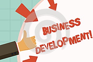 Text sign showing Business Development. Conceptual photo Develop and Implement Organization Growth Opportunities.