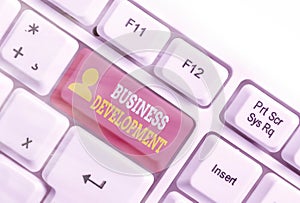 Text sign showing Business Development. Conceptual photo Implement Growth Value within and between company