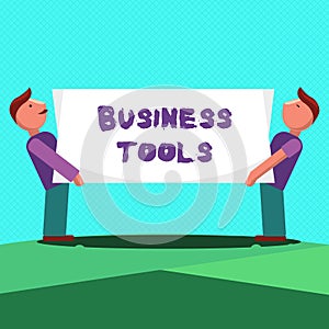 Text sign showing Business Tools. Conceptual photo Marketing Methodologies Processes and Technologies use