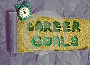 Text sign showing Career Goals. Conceptual photo profession that an individual intends to pursue in his career
