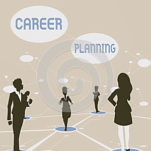 Text sign showing Career Planning. Concept meaning stepwise planning of one s is possible professional career Several photo