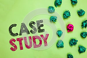 Text sign showing Case Study. Conceptual photo A subject matter to be discussed and related to the topic Crumpled wrinkled papers