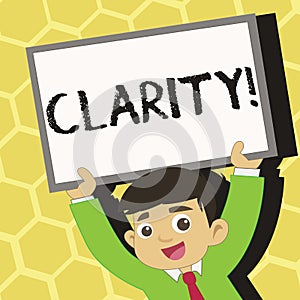 Text sign showing Clarity. Conceptual photo Certainty Precision Purity Comprehensibility Transparency Accuracy Young photo
