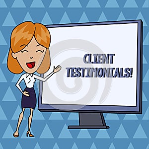 Text sign showing Client Testimonials. Conceptual photo Written Declaration Certifying demonstratings Character Value