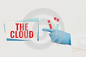 Text sign showing The Cloud. Concept meaning Programs used in Storing Accessing data over the internet Researcher