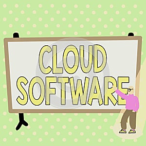 Text sign showing Cloud Software. Business showcase Programs used in Storing Accessing data over the internet Colorful