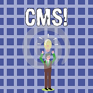 Text sign showing Cms. Conceptual photo Content Management System supports modification of digital content Businessman