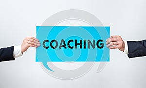 Text sign showing Coaching. Business overview unlocking a persons potential to maximize their own performance