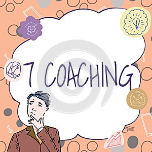 Text sign showing 7 Coaching. Business showcase Refers to a number of figures regarding business to be succesful photo
