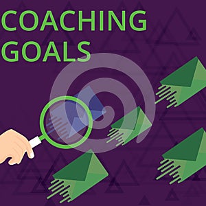 Text sign showing Coaching Goals. Conceptual photo Empowers individuals Encourages them to take responsibility