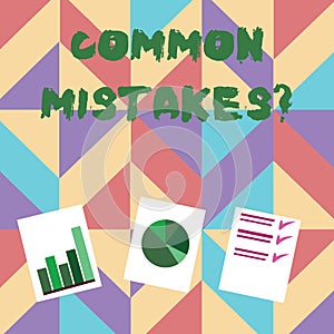 Text sign showing Common Mistakes question. Conceptual photo repeat act or judgement misguided or wrong Presentation of