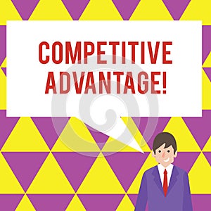 Text sign showing Competitive Advantage. Conceptual photo owning quality that will assure you leading in field