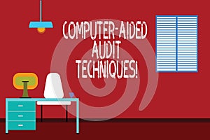 Text sign showing Computer Aided Audit Techniques. Conceptual photo Using computer to automate IT audit process Work Space