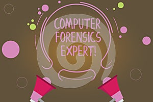 Text sign showing Computer Forensics Expert. Conceptual photo harvesting and analysing evidence from computers Two