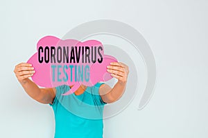 Text sign showing Coronavirus Testing. Conceptual photo Collection of samples from a viable patient to identify SARSCoV2 photo