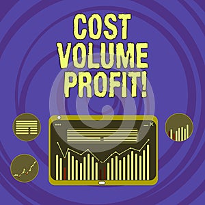 Text sign showing Cost Volume Profit. Conceptual photo form of cost accounting and It is simplified model Digital