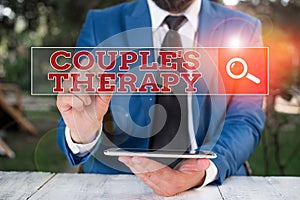 Text sign showing Couple S Therapy. Conceptual photo treat relationship distress for individuals and couples