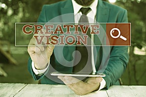 Text sign showing Creative Vision. Conceptual photo process of purposefully generating visual mental imagery