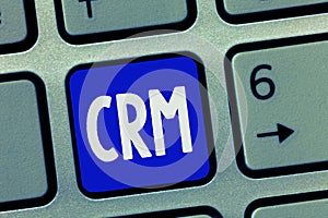 Text sign showing Crm. Conceptual photo Strategy for managing the Affiliation Interactions of an organization