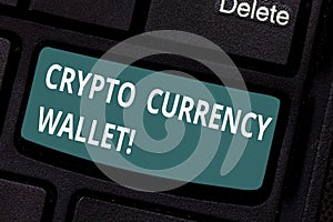 Text sign showing Crypto Currency Wallet. Conceptual photo Digital wallet that allows users to analysisage bitcoin