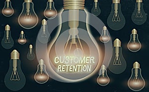 Text sign showing Customer Retention. Conceptual photo activities companies take to reduce user defections. photo