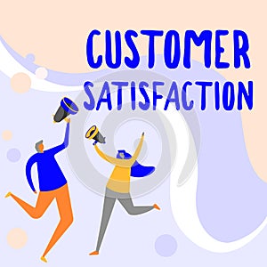 Text sign showing Customer Satisfaction. Business idea Exceed Consumer Expectation Satisfied over services Illustration