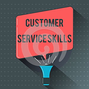 Text sign showing Customer Service Skills. Conceptual photo Aptitude to master to improve dealings with client