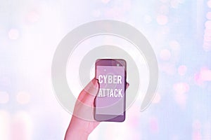 Text sign showing Cyber Attack. Conceptual photo attempt by hackers to damage or destroy a computer network