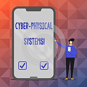 Text sign showing Cyber Physical Systems. Conceptual photo Mechanism controlled by computerbased algorithms. photo