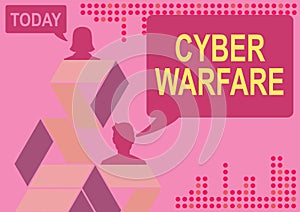 Text sign showing Cyber Warfare. Business concept Virtual War Hackers System Attacks Digital Thief Stalker Successful