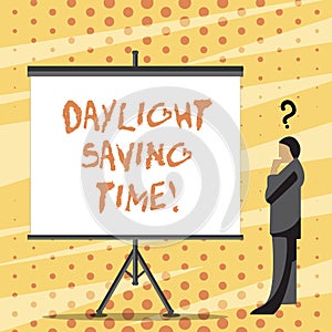 Text sign showing Daylight Saving Time. Conceptual photo advancing clocks during summer to save electricity.