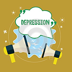 Text sign showing Depression. Conceptual photo Feelings of severe despondency and dejection Mood disorder