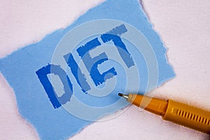 Text sign showing Diet. Conceptual photo Dietitians create meal plans to adopt and maintain healthy eating written on Tear Blue St