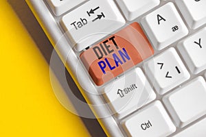 Text sign showing Diet Plan. Conceptual photo amount of food are planned out to achieve a specific weight Different