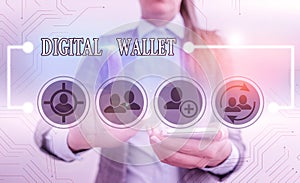 Text sign showing Digital Wallet. Conceptual photo softwarebased system for making ecommerce transactions